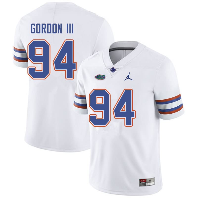 NCAA Florida Gators Moses Gordon III Men's #94 Jordan Brand White Stitched Authentic College Football Jersey LAR6064NH